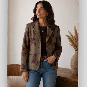 Pendleton Women’s Size 12 Floral Wool Blazer Vintage Style Cottagecore Jacket